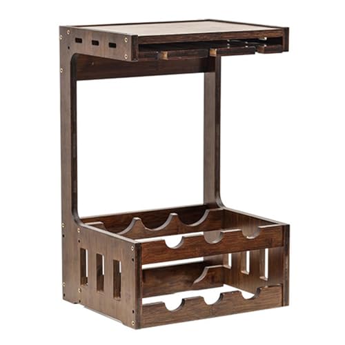 Countertop Wine Rack - 6 Bottle Wine Holder for Wine Storage - Bamboo Wine Stand Holder - Tabletop Wine Racks - Small Glass Holder - Wine Bottle Storage