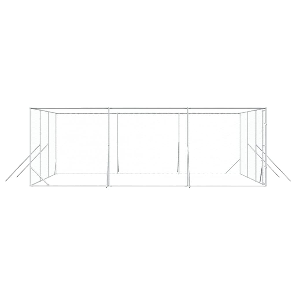 Perrera para perros de acero galvanizado para exteriores, 6 x 6 x 2 m, con puerta con cierre, recinto de metal estable para perros, cachorros, animales pequeños, salida segura y protección