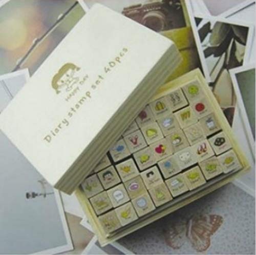 ONOR-Tech 40 Pcs Lovely Girl Wooden Rubber Stamp /DIY Diary Stamp Set