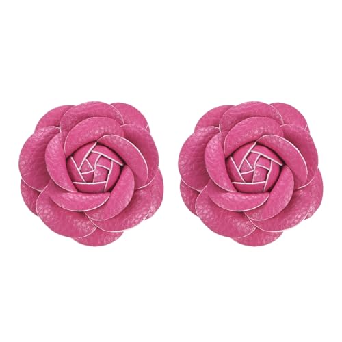 M METERXITY 2-Pack Decorative Rose Shoe Clips, Faux Leather Removable Fashion Flower Shoe Clips Buckle for Women Dress/Shoes/Heel, Brooches Charm Embellishments [Rose Red]