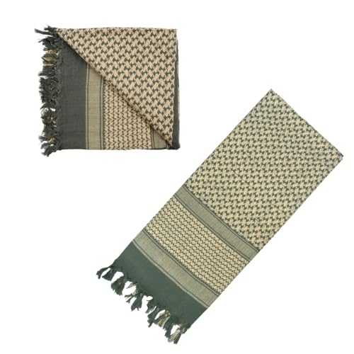 Image of Cotton Shemagh Keffiyeh Scarf - Lightweight Tactical Desert Head Neck Wrap, Sun Protection Outdoor Scarf for Summer Hiking