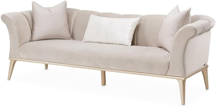 MICHAEL AMINI Yvette Sofa in Porcini Velvet and Champagne