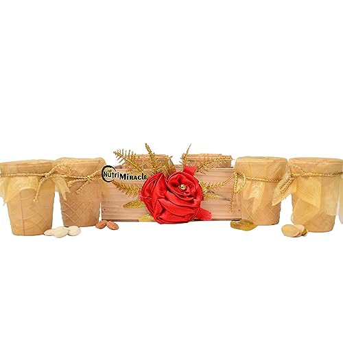 Image of NUTRI MIRACLE Diwali Eco Friendly Edible Cups Dry Fruits Hamper | Corporate Office Chocolate Nuts Gift