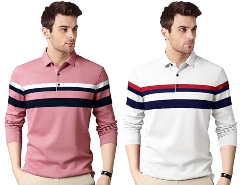 Image of Noble Monk Men's Polycotton Regular Fit Full Sleeves Polo T-Shirt