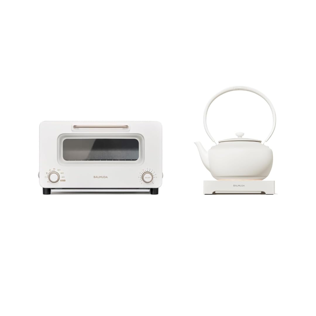 BALMUDA Combo Pack: The Toaster Pro Off-white & MoonKettle White | Steam Oven Toaster & Electric Kettle with Temp Control