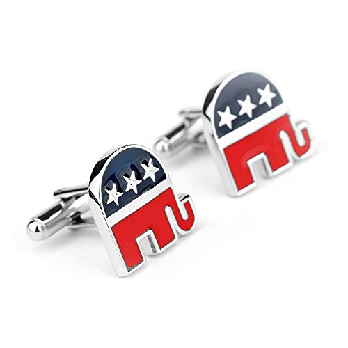 Backyard Blasters Mens Classic Cuff Links - United States Republican Party Badge Elephant Cufflink Business Wedding Shirts