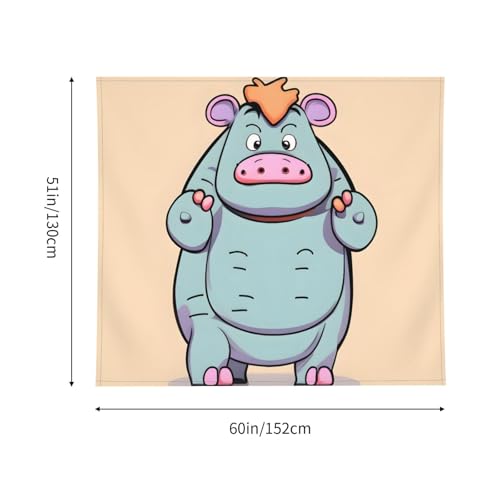 Tapiz de hipopótamos de dibujos animados para decoración de habitación y tapiz de pared 5