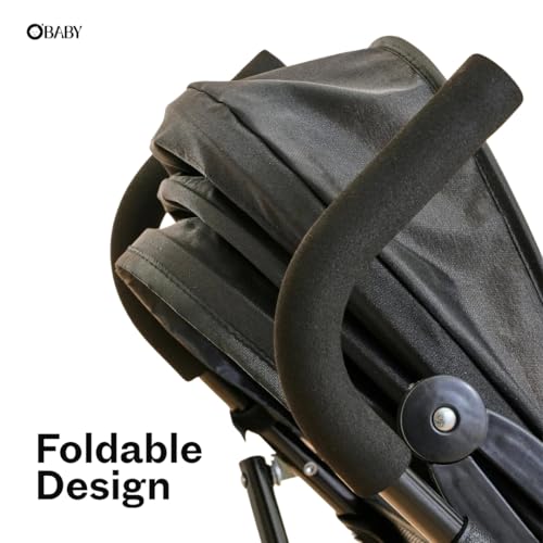 Image of OBABY Stroller with Reclining Seat, Adjustable Canopy, Safety Harness, Smooth Wheels, Compact Folding Design (Foldable-Grey)