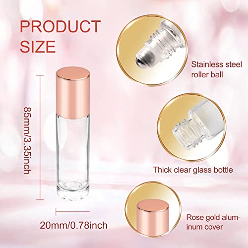 10ml(1/3oz) Glass Roller Bottles 20 Packs Glass Essential Oil Roll On Bottles for Perfume Aromatherapy with Stainless Steel Roller Balls2