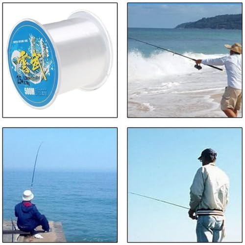 Jfadg Clear Fishing Line, 1640 FT/547Yards/500M Monofilament Fishing Wire Invisible Nylon Fish String for Balloon Craft Hanging DIY
