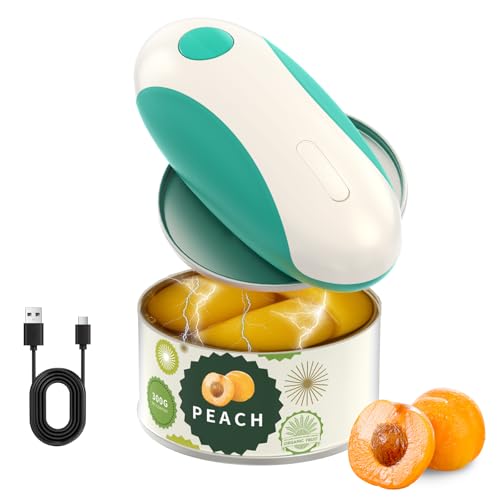 CIRCLE JOY Electric Can Opener, One-Touch Automatic Can Opening with Smooth Edges, Food Safety Handheld Battery-Operated Can Opener for Kitchen and Seniors, Green