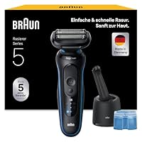 Braun Rasierer Herren Elektrisch Series 5, 52-B7000cc, Blau - Kabelloser Elektrorasierer, Barttrimmer mit 50 Min. Akku, Wasserdicht, Made in Germany, Inkl. 4in1 SmartCare Center – Ansicht 1