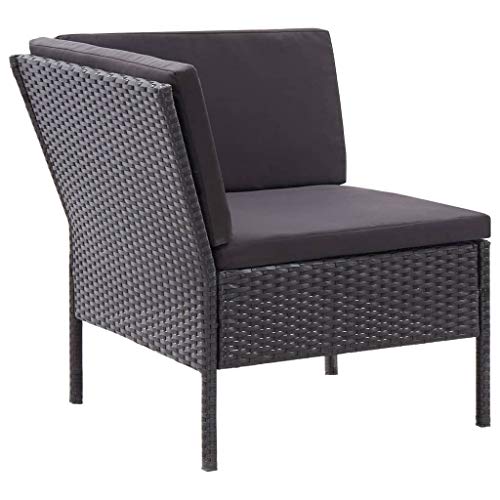 Tidyard Lounge Sofa Gartensofa 3-Sitzer Gartenbank Rattan Gartenmöbel Set Balkon Couch balkonmöbel Loungemöbel für Garten Terrasse, 3 teilig Schwarz typ-2 – Bild 5
