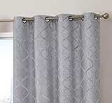 HLC.ME Versailles Lattice Flocked 100% Complete Blackout Thermal Insulated Window Curtain Grommet...