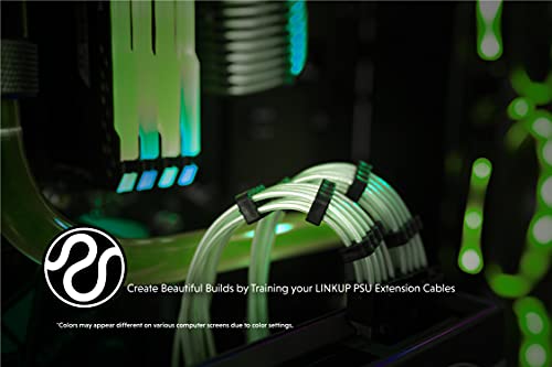 Image of LINKUP - 8 (6+2) P GPU PSU Cable Extension 16AWG Oxygen Free Copper (OFC) Teflon Jacket Custom Mod GPU PC w /Combs┃Single Pack┃30CM 300MM - Green