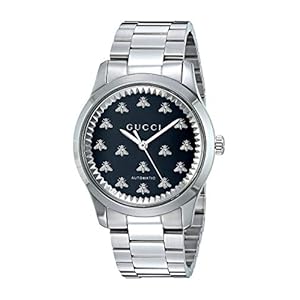 Gucci Steel Case, Black Onyx Stone Dial with Bees, Steel Bracelet