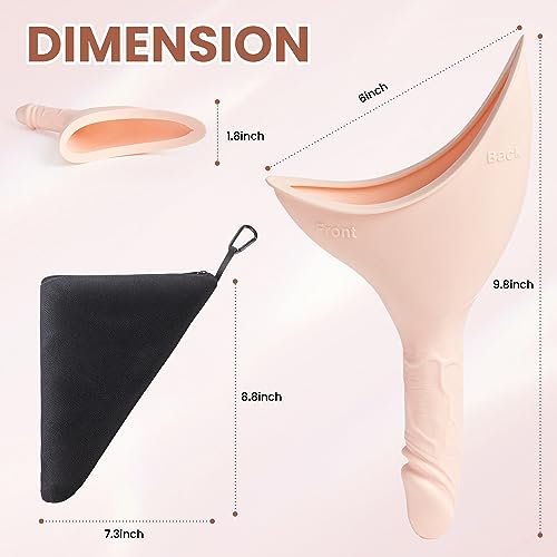 Rquite Female Urinal, Pee Funnel for Women Travel, Portable Urinal for Women, Reusable Female Urination Device, Silicone She Pee Cup for Women Stand to Pee, Women Urinal Funnel with Discreet Carry Bag