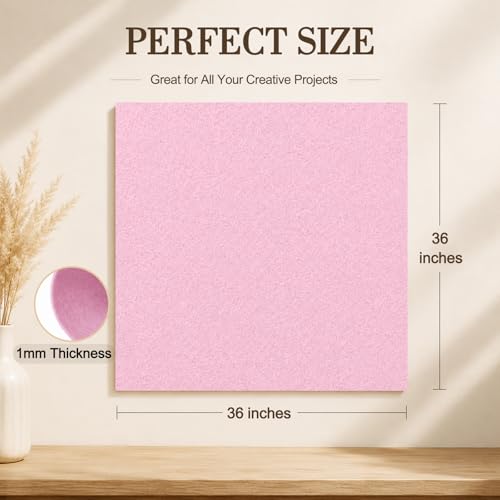 Image of Baby Pink Large Felt Fabric 36 inch x 36 inch (1 Square Yard), 1mm Stiff Felt Sheet, Nonwoven Fabric for Crafts, DIY Projects, Art, Sewing, Lining & Decorations