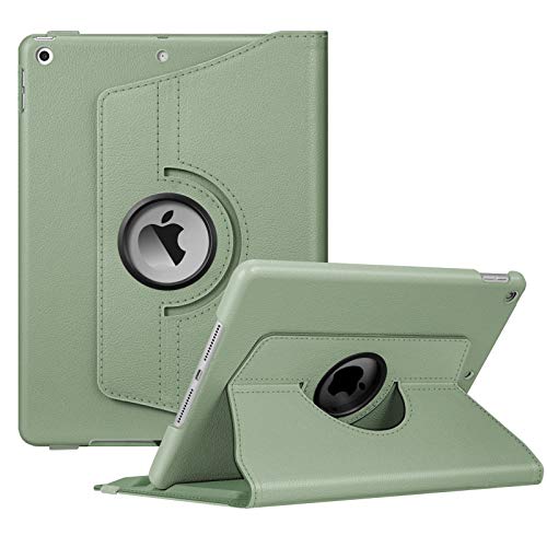 Image of Fintie Rotating Case for iPad 9th Generation (2021) / 8th Generation (2020) / 7th Gen (2019) 10.2 Inch - 360 Degree Rotating Stand Cover with Pencil Holder, Auto Wake Sleep, Sage Green