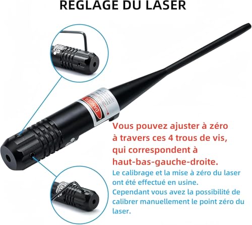 KinZon Viseur Laser Professionnel Rouge - Compatible Calibres .22 à .50 & 9mm | Kit d'Alignement Haute Précision pour Fusils, Pistolets et Airsoft | Réglage Optique sans Tir | 5 Adaptateurs – vue 6