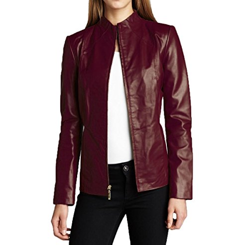 Womens Solid Cheezy Genuine Lambskin Leather Jacket, Biker Jacket