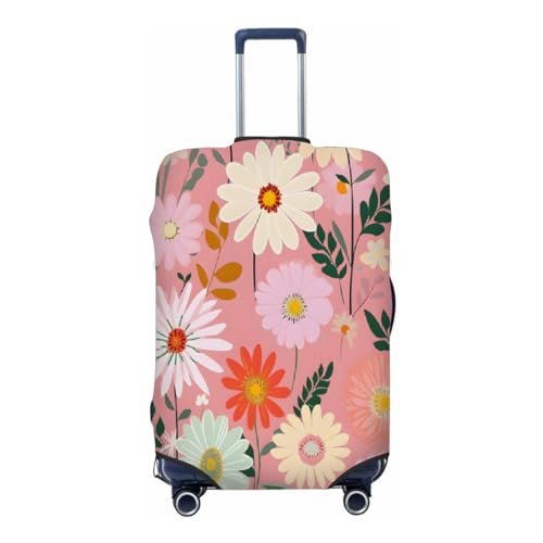 Floral Daisy Pattern Stretchable Luggage Covers for Suitcase TSA Approved, Dust Proof and Scratch Resistant Travel Luggage Protector for Carry On (22-24 in)