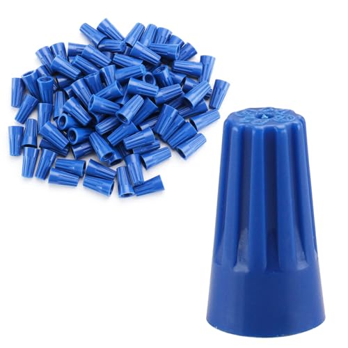 Baomain Wire Connector P2 22-16 AWG x3 Twist-On Easy Screw On Cap 300V Max Voltage Blue Pack of 100