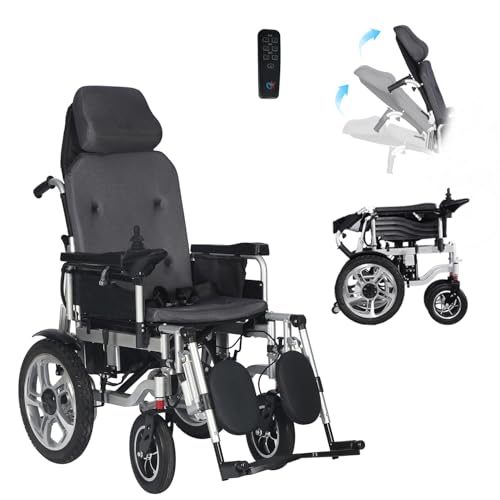 Reclining Electric Wheelchair for Adults,Intelligent Folding 500W Motor Power Wheelchair Foldable All Terrain Motorized Wheelchair for Seniors-20 Miles Long Range,Airline Approved