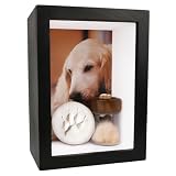 Dog Memorial Shadow Box Frame 5x7 with Paw Print Kit and Fur Keepsake Box Small Pet Memorial Frame Box for Dogs and Cats that Passed Pet Death Sympathy and Remembrance Gift for Pet Owners