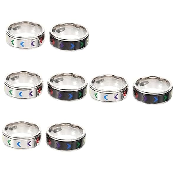 jojofuny 8 Stuks Gay Ring Roestvrij Stalen Ringen Voor Mannen Metalen Bekleding Vinger Ringen Voor Mannen Bruiloft Eternity Ring Ring Sieraden Niet-Binaire Trots Ring Accessoires