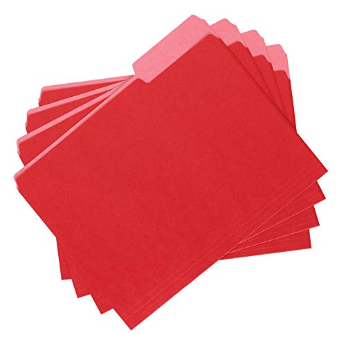 Amazon Basics File Folders, Letter Size, 1/3 Cut Tab, Red, 36-Pack #TOP3