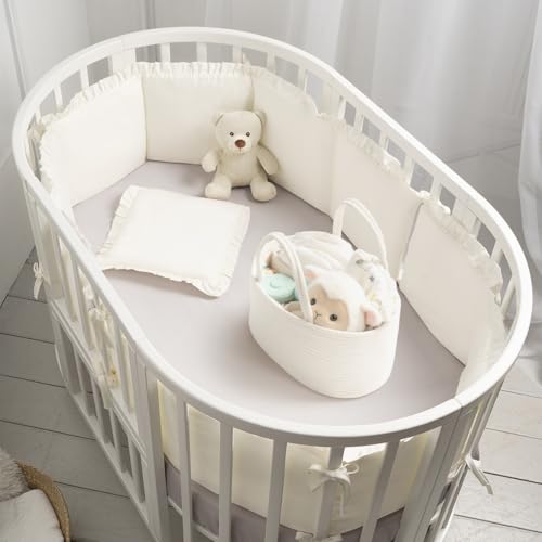 Image of Diaper Caddy Organizer, Empty Gift Basket for Newborn Essentials, Baby Storage Basket, Stylish Gift Bag for Baby Shower, Boys and Girls - Small, Off White