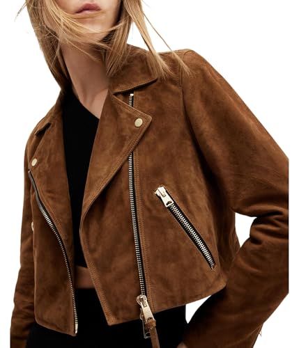 Women's Dalby Slim Fit Cropped Suede Biker Jacket3