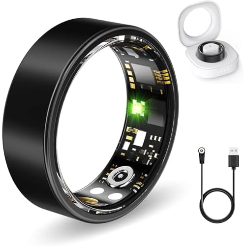 Smart Rings for Women Men, Fitness Ring with Heart Rate, Blood Oxygen, HRV, Stress, Sleep Tracker, Step Tracker, No Subscription Fee, lP68 Waterproof Smart Ring for iPhone & Android (Black 11#)