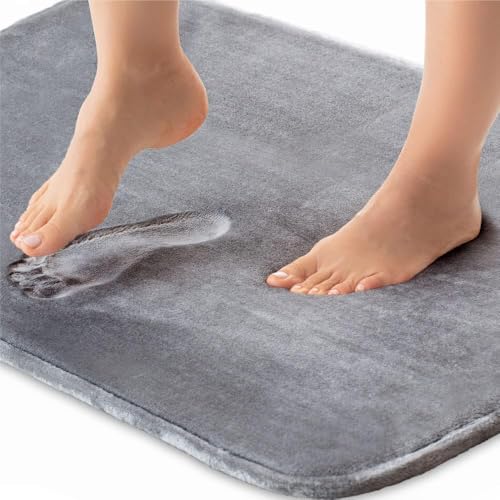 Image of HOMEKART All Purpose Non Slip Anti-Skid Bath Mat - Memory Foam Bathmat Door Mat, Kitchen Runner Super Absorbent - Quick Dry | Water soak (16 inch x 24 inch, Grey) Pack of 3