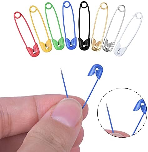 Jinlaili 400PCS Metal Safety Pins, Small Craft Safety Pins, Safety Pins for Clothes, Assorted Colors Safety Pins with Storage Box, Needlework Badge Pins, Safety Pins Set for Sewing DIY Crafts, 25mm