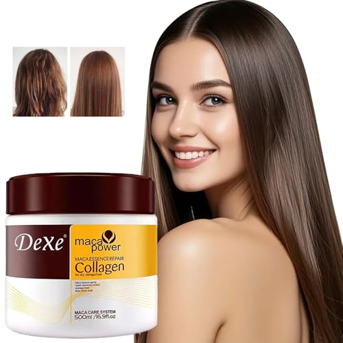 Maca Power Tratamiento Colágeno Natural Aceite de Argán Mascarilla Capilar Acondicionador Profundo para Cabello Seco Dañado Todo Tipo de Cabello 16.9 Oz 500ml
