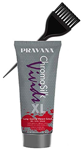 Pravana ChromaSilk VIVIDS Hair Color Shades with Silk & Keratin Amino Acids Dye (with Sleek Brush) Haircolor (Red - XL SIZE)