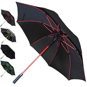 60MPH Windproof EXTRA STRONG – StormDefender Jumbo Umbrella – Striking Reinforced Fiberglass Frame – For 1 or 2 Persons – Auto Open – Non Slip Tyre Style Handle – Black