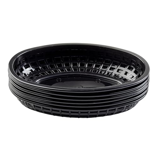 Cesta ovalada negra de plástico resistente para panadería, tapas y restauración 3