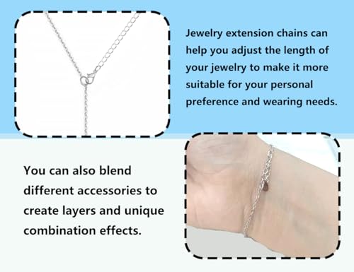 KAPSING 4 Stück kettenverlängerung silber, 4 Größen Halskettenverlängerungen, kettenverschluss silber, Schmuckverlängerungen für Halsketten(2/3/4/6 inches)