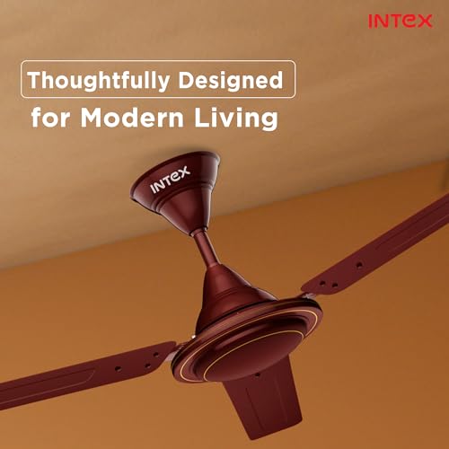Image of Intex Aero Jet 1200MM Ceiling Fan with High Speed 380 RPM | 210 CMM Air Delivery, Double Ball Bearing Motor | Rust Proof Body, Inverter Compatible | Low Noise Operation, 24 Month Warranty (Rich Brown)