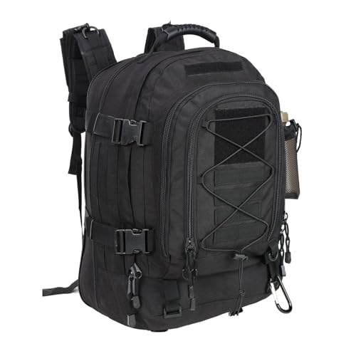 PAIWPHLI Large Military Bug Out Bag 3 Day Pack Expandable Backpack Army Daypack for Outdoor Hiking Hunting (Black)