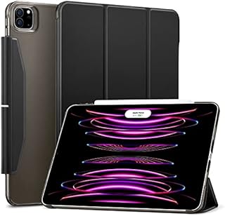 ESR Ascend Trifold Case Compatible with iPad Pro 12.9 Inch (2022/2021), Translucent Stand Case with Clasp, Auto Sleep and Wake, Pencil 2 Wireless Charging, Frosted Black