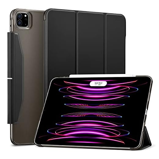ESR Fodral kompatibelt med iPad Pro 12,9 tum 2021 (5:e generationen, 5G), genomskinligt stativ fodral med lås, trippelvikt smart fodral, auto sömn och vakna, stöder penna 2, stig-serien, svart