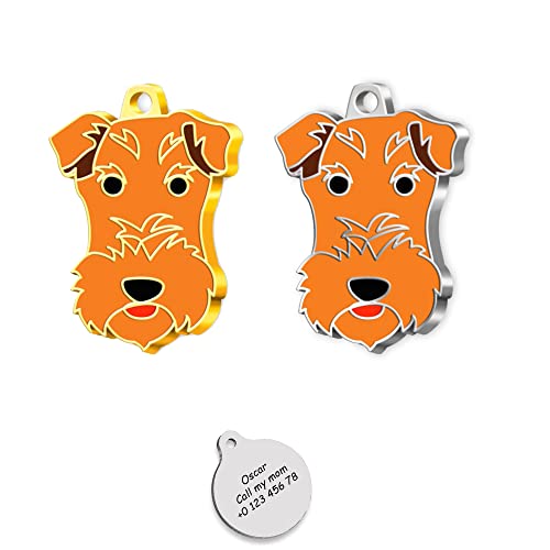Fox Terrier 24K Gold Plated - Silver Plated Dog Personalized Dog Tag - Fox Terrier Custom Name Tag - Customized Pet Tags - Dog Name id Tag for Dog- Engraved Dog Tag (Gold Plated)
