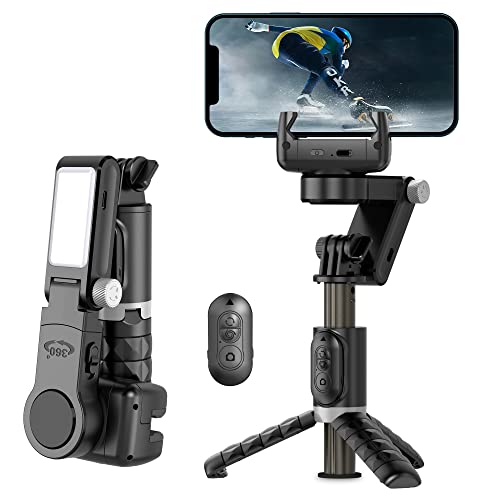 WeCool G2 Gimbal for Phones with LED Fill Lighgt, Anti-Shake 1-Axis Gimbal Stabilizer with 360° Rotation with Bluetooth Remote, Auto Balance for Vlog, for YouTube Live Video Recording, with Mobile App