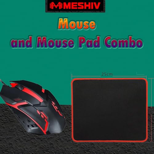 Image of Mouse and Mouse pad Combo for Laptop PC | USB 2.0 Wired RGB Gaming Mouse with 1200 DPI I 4 Color LED Backlight Light I PVC Cable with 1.5M Length, 3 Buttons, 1 Year Warranty (Black)