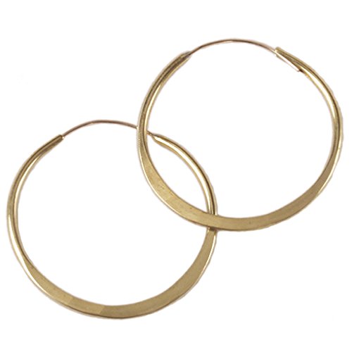 Brass Hoop Earrings, 1.5 Inches, Hand Hammered, Endless #TOP5