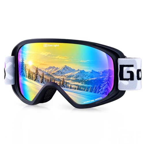 GoLight Youth & Teen Ski Goggles – Designed for Smaller Faces with Safe Comfortable Fit, Anti-Fog Dual-Layer Lens, UV400 Full Sun Protection, Durable TPU Frame & Secure Non-Slip Strap for Kids & Teens
